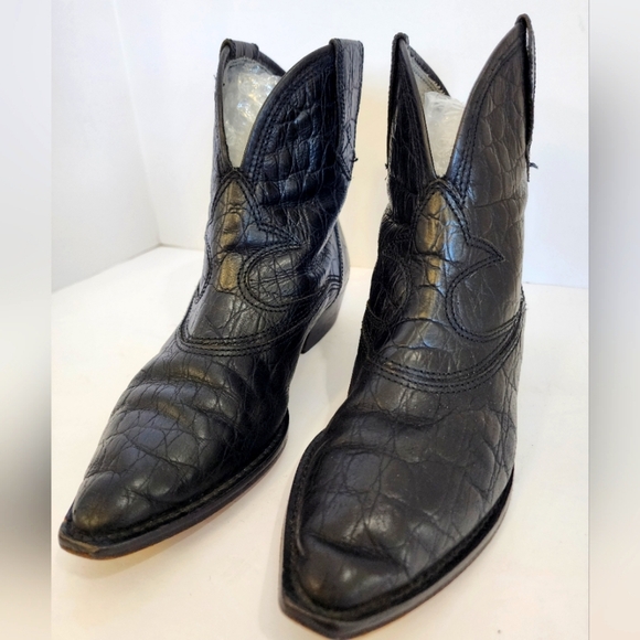 Vero Cuoio Women's Black Crocodile Embossed Cowboy Rodeo Western Boots, sz 7.5 - Picture 3 of 13